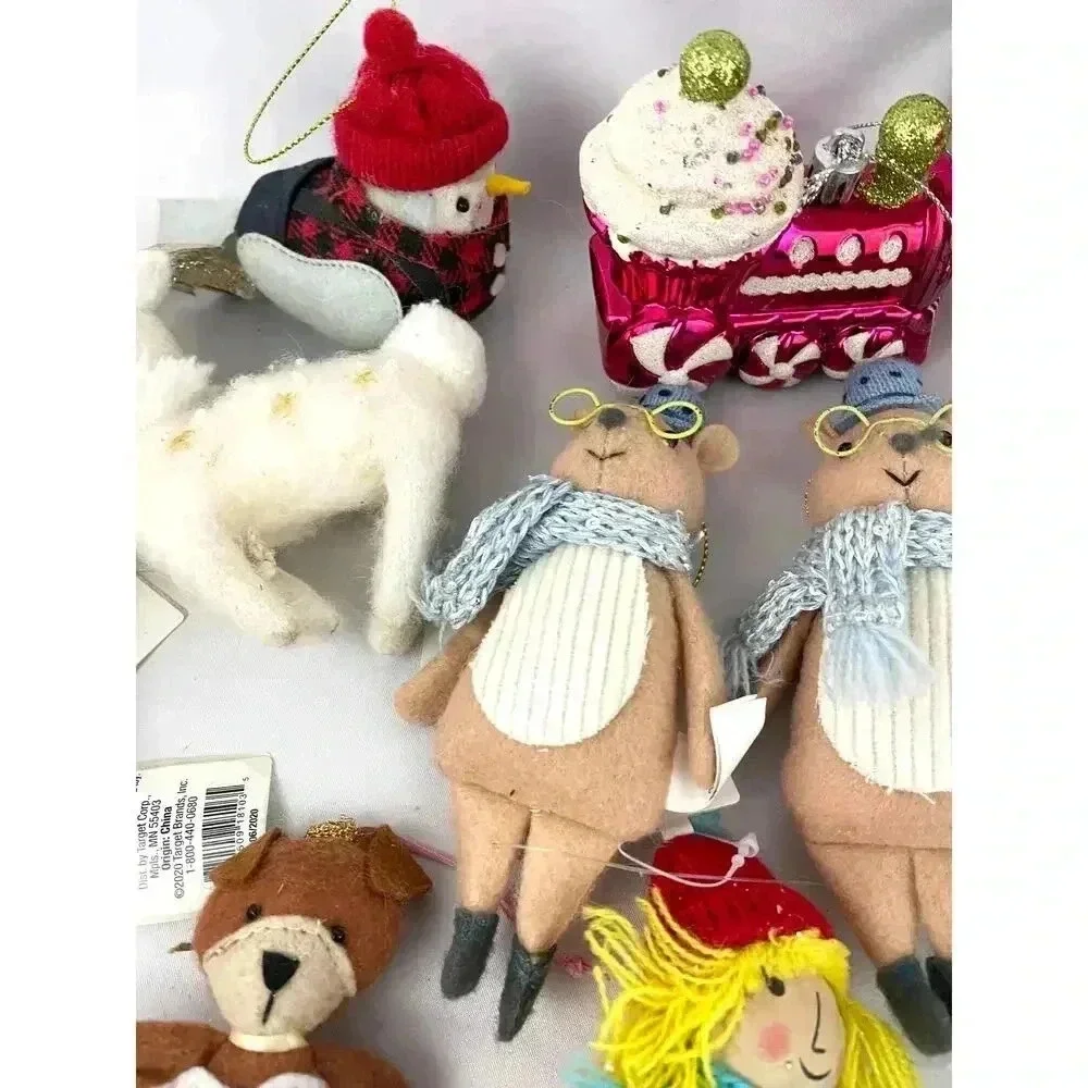 Lot of 27 Plush Dressed Animals Christmas Fabric Ornaments Train‎ Llama Bear